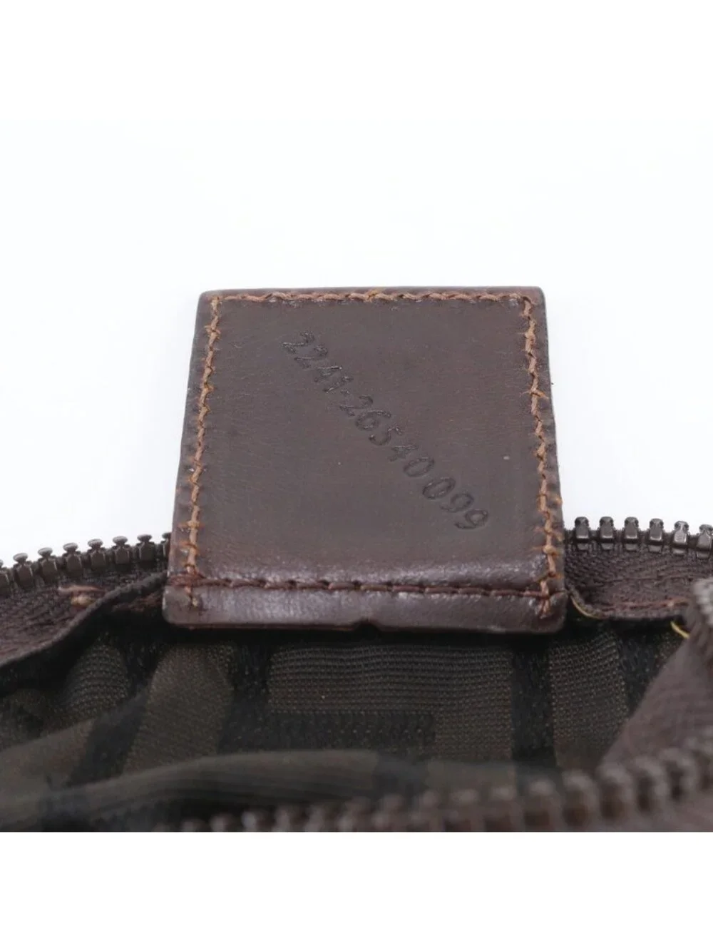Fendi Zucca Pouch Leather Canvas Handbag